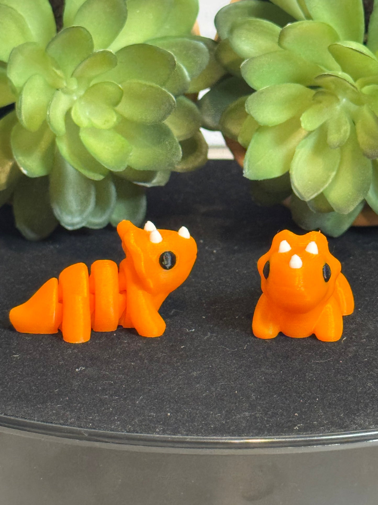 Triceratops Dinosaur (Orange) • Mini 3D Printed Articulated Animal • Flexi Animals