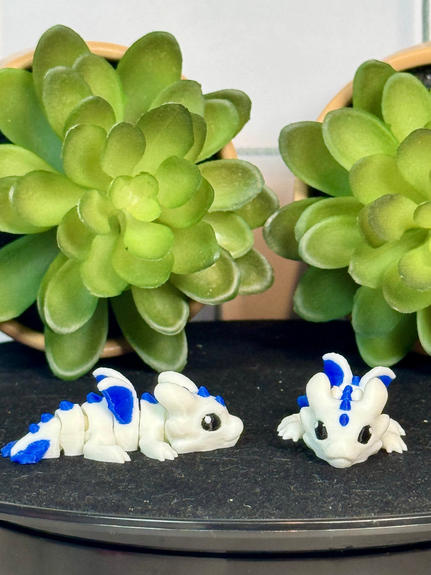 Dragon (White and Blue) • Mini 3D Printed Articulated Animal • Flexi Animals