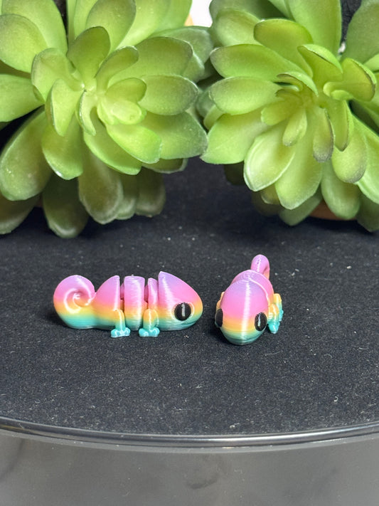Chameleon (Rainbow) • Mini 3D Printed Articulated Animal • Flexi Animals