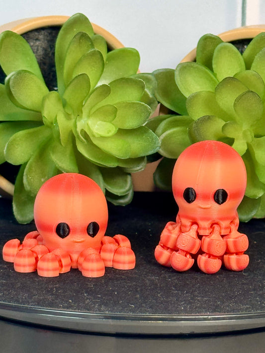 Octopus (Pink Citrus) • Mini 3D Printed Articulated Animal • Flexi Animals