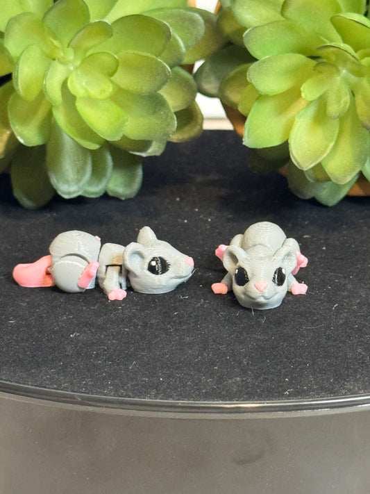 Rat (Grey) • Mini 3D Printed Articulated Animal • Flexi Animals • Halloween
