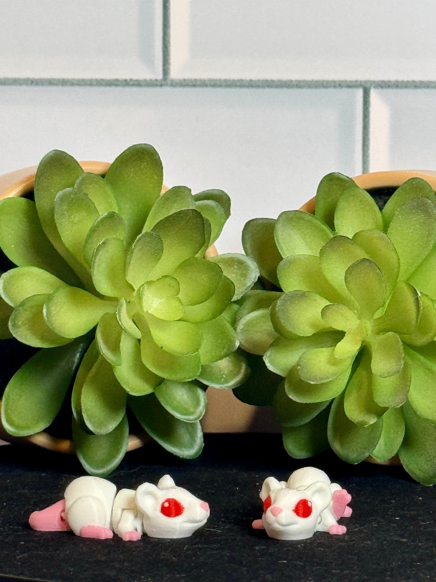 Rat (White with Red Eyes) • Mini 3D Printed Articulated Animal • Flexi Animals • Halloween