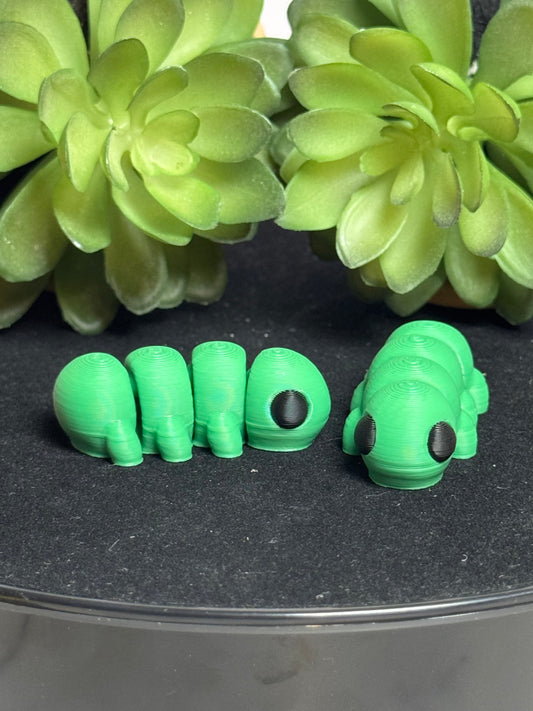 Caterpillar (Green) • Mini 3D Printed Articulated Animal • Flexi Animals