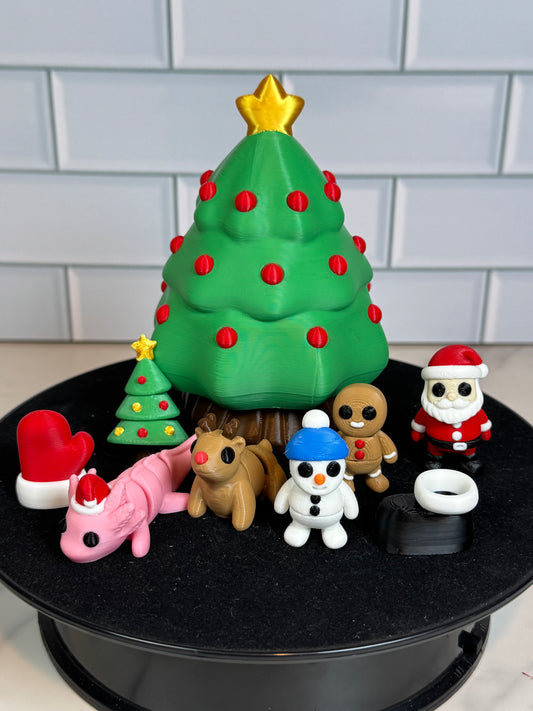Christmas Tree Bundle (Includes 8 Minis!) • Mini 3D Printed Articulated Animal • Flexi Animals • Christmas • Xmas
