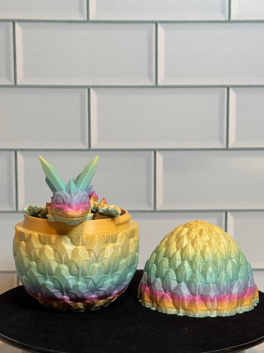Matching Articulated Dragon + Egg • Flexi Dragon • Articulated • [Rainbow]